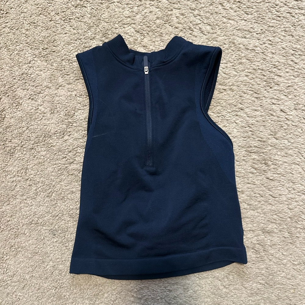Navy Lululemon Sleeveless Zip-Up Top
